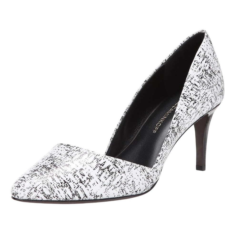 Rebecca Minkoff Brie DOrsay Pump Black White Textured Print Leather Heel 9